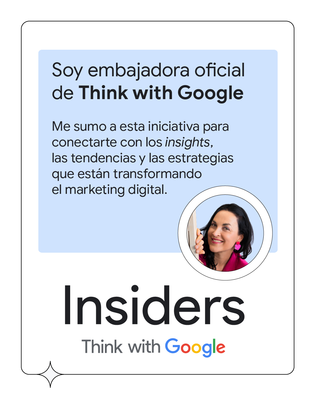 Credencial de Carmen Gerea como embajadora oficial de Think with Google