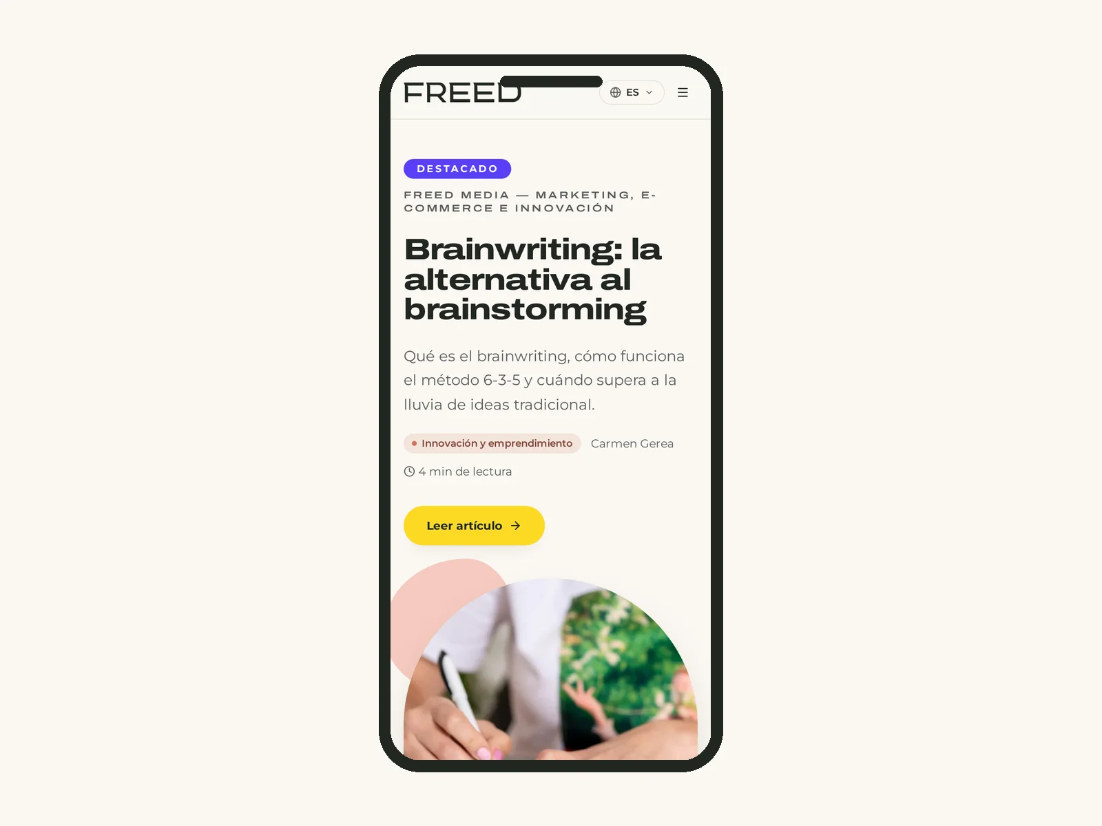 Home de FREED Tools vista en un teléfono móvil