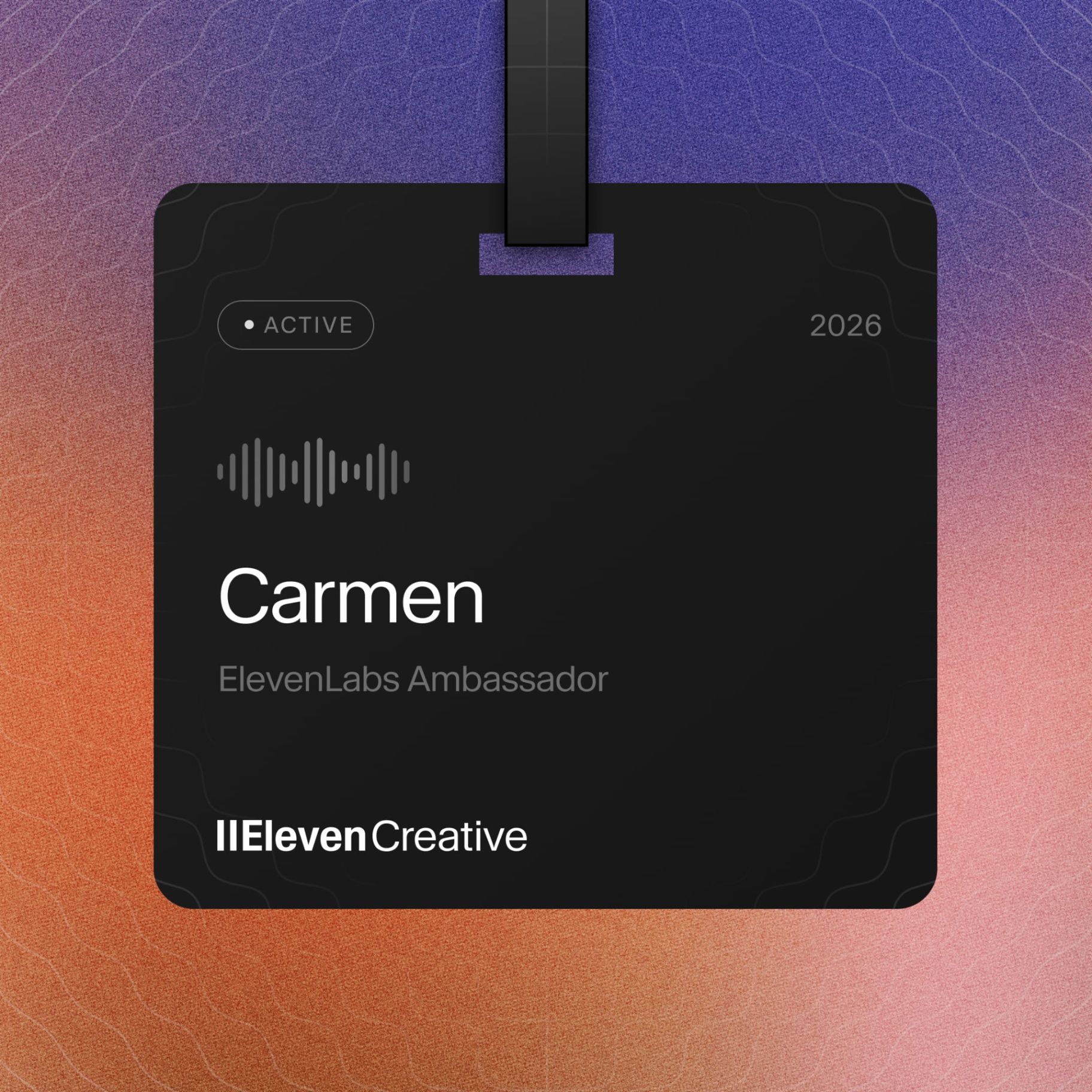 Credencial de embajadora de ElevenLabs de Carmen Gerea