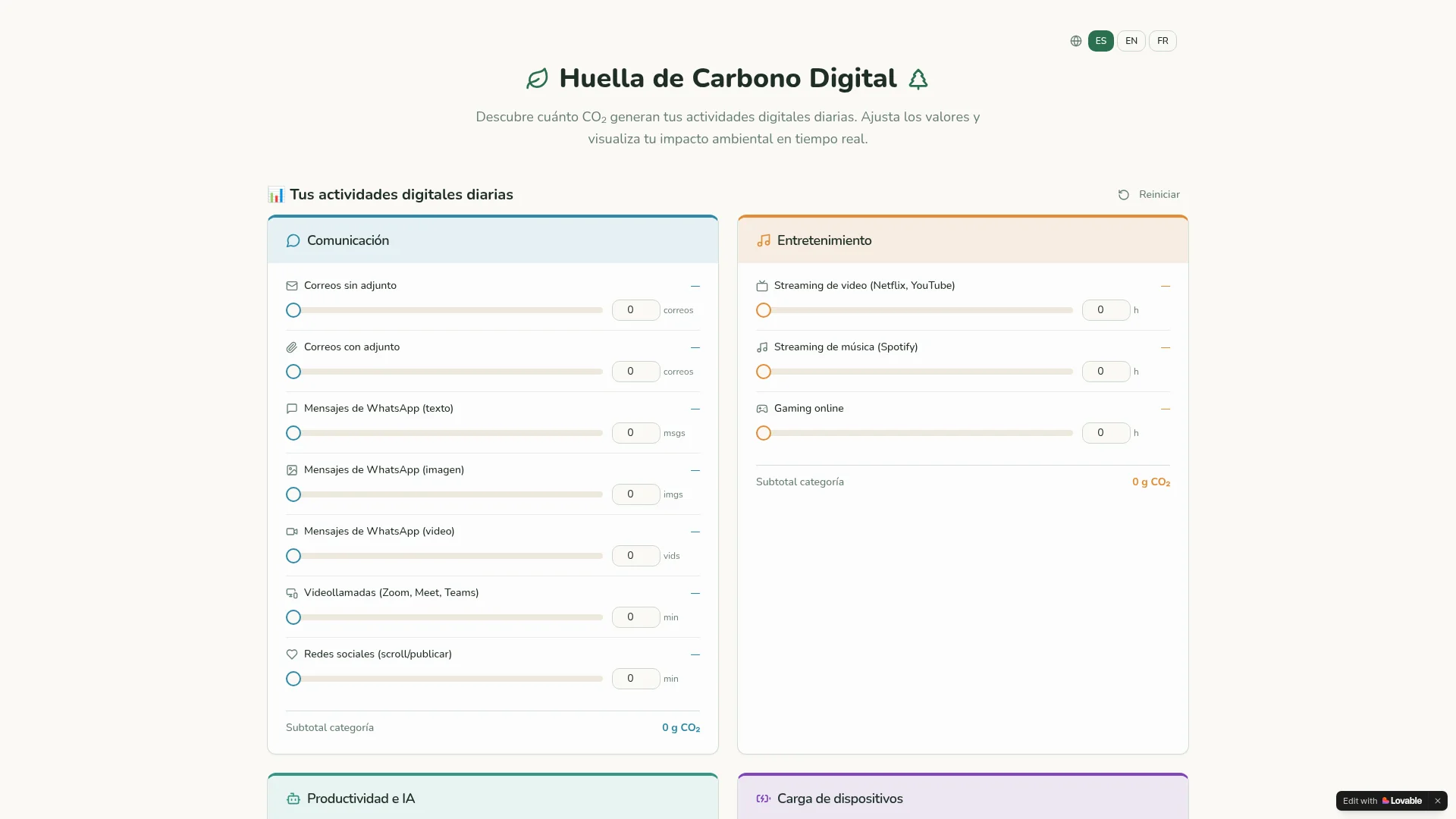 Calculadora huella de carbono digital