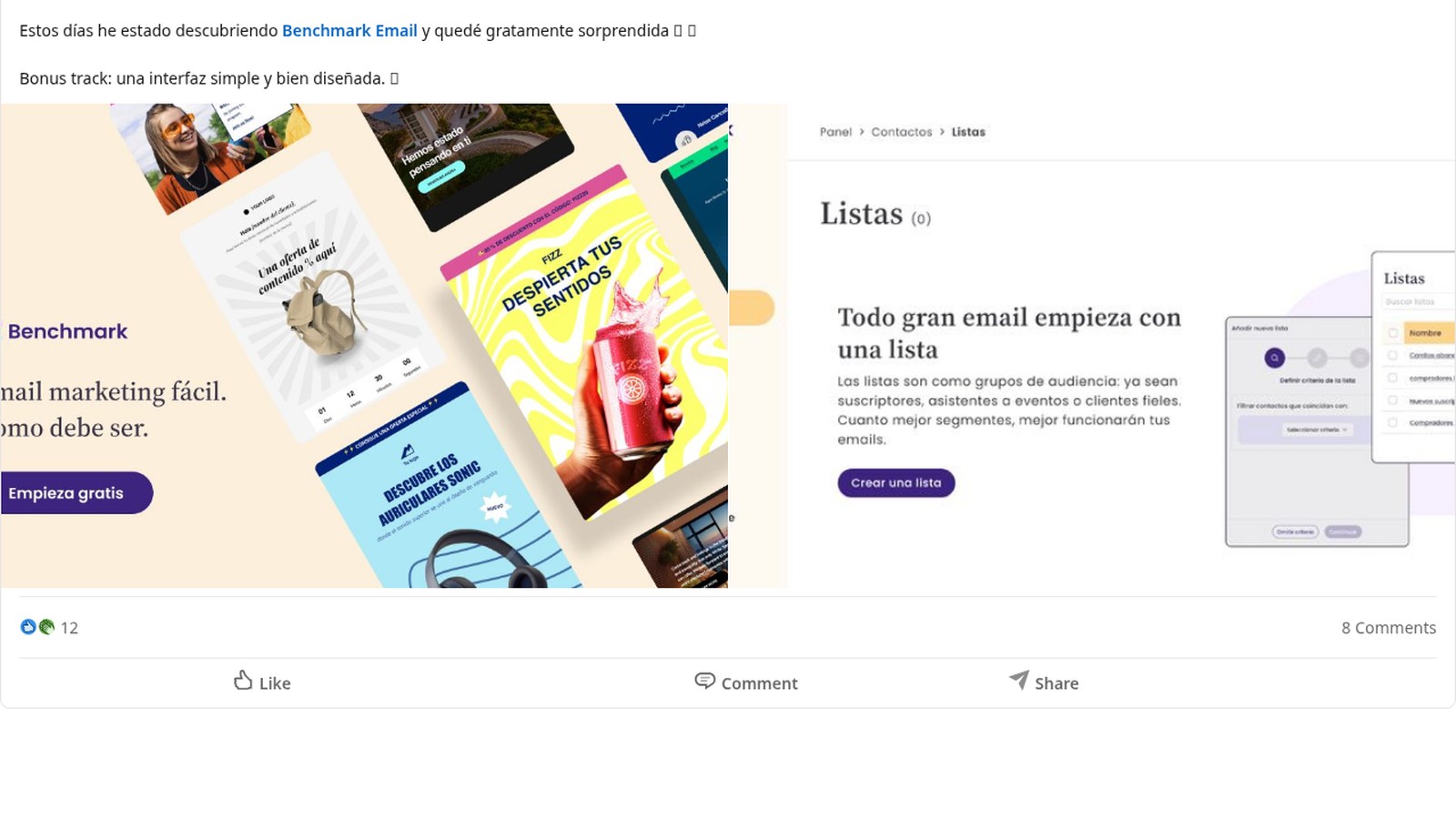Patrocinio Benchmark Email en LinkedIn